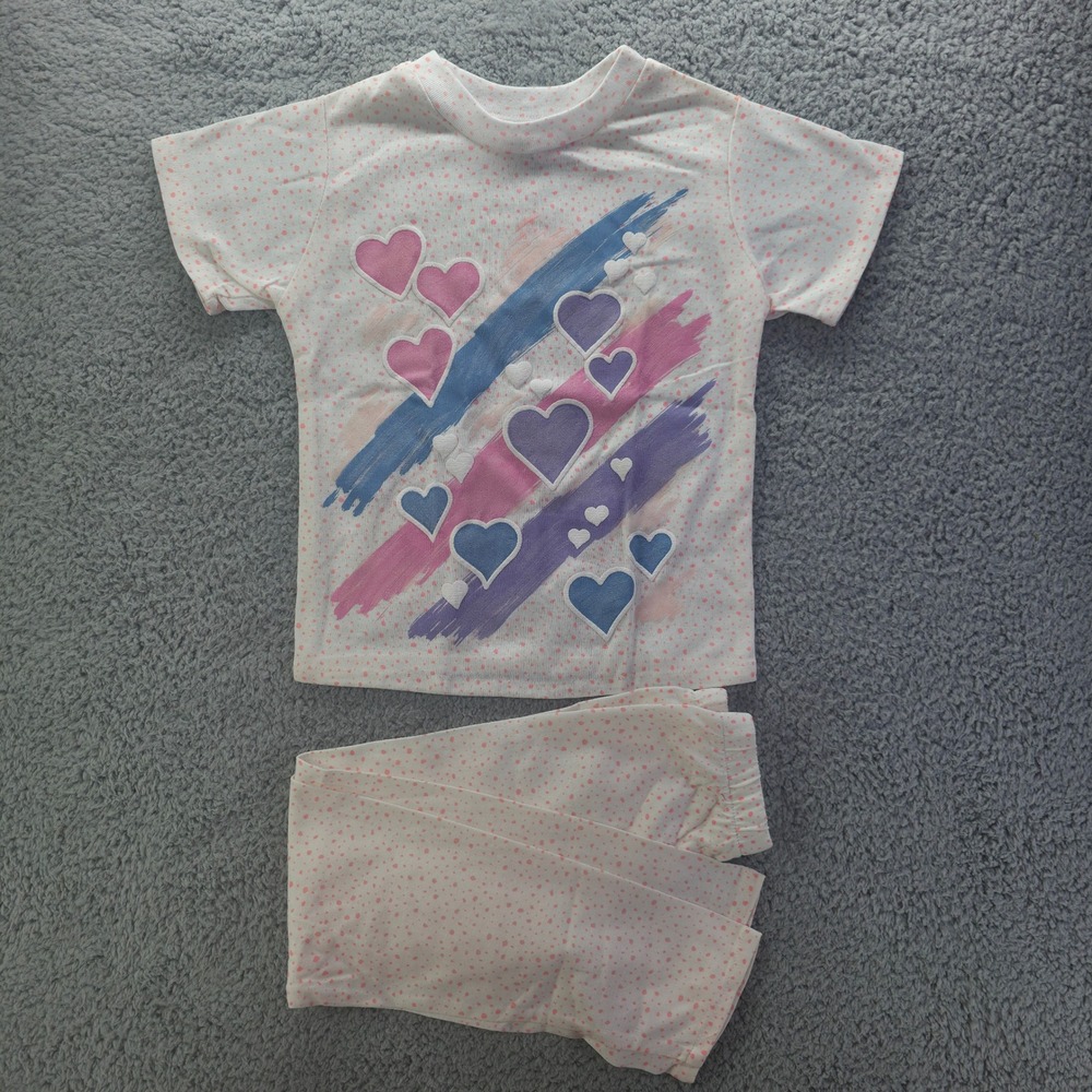 Vintage Bazerk Girls Heart Graphic T-Shirt and Leggings Set Size 6 90s USA